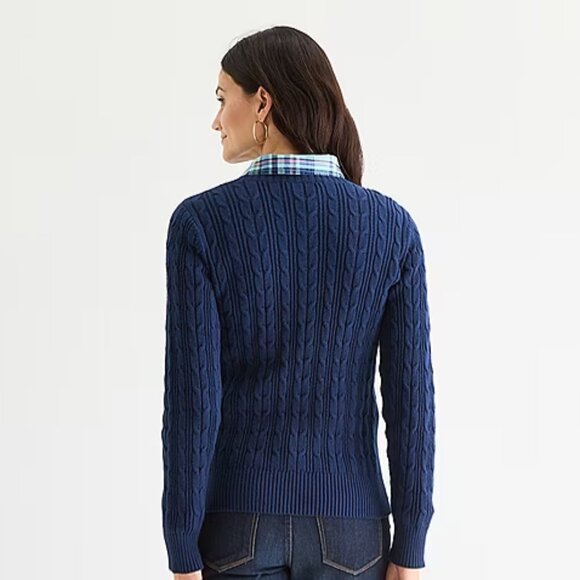 St. John's Bay Women’s Crew Neck Long Sleeve Cable Knit Pullover Sweater, XLarge - Picture 4 of 12